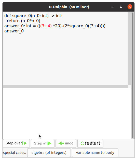 An image of python code including (3+4)*20, with the 3+4 highlighted