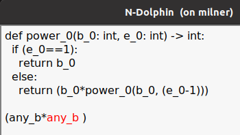 The recursive function power_0 and the expression any_b*any_b
